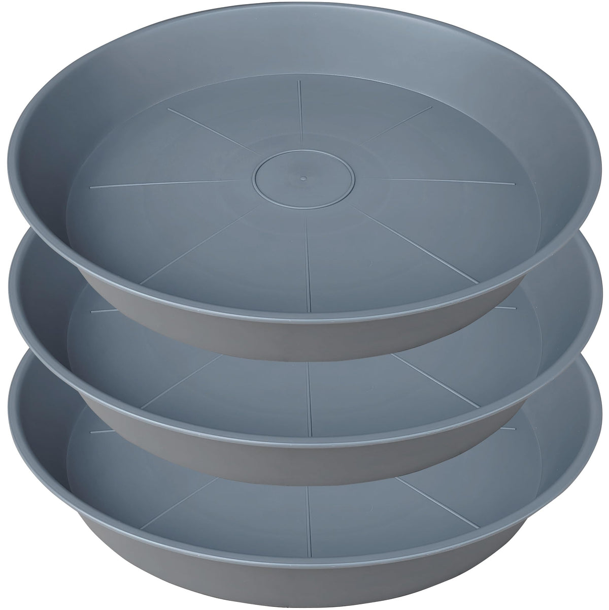 Bleuhome 3 Pack of 26 Inch Plant Saucers, Gray, front view