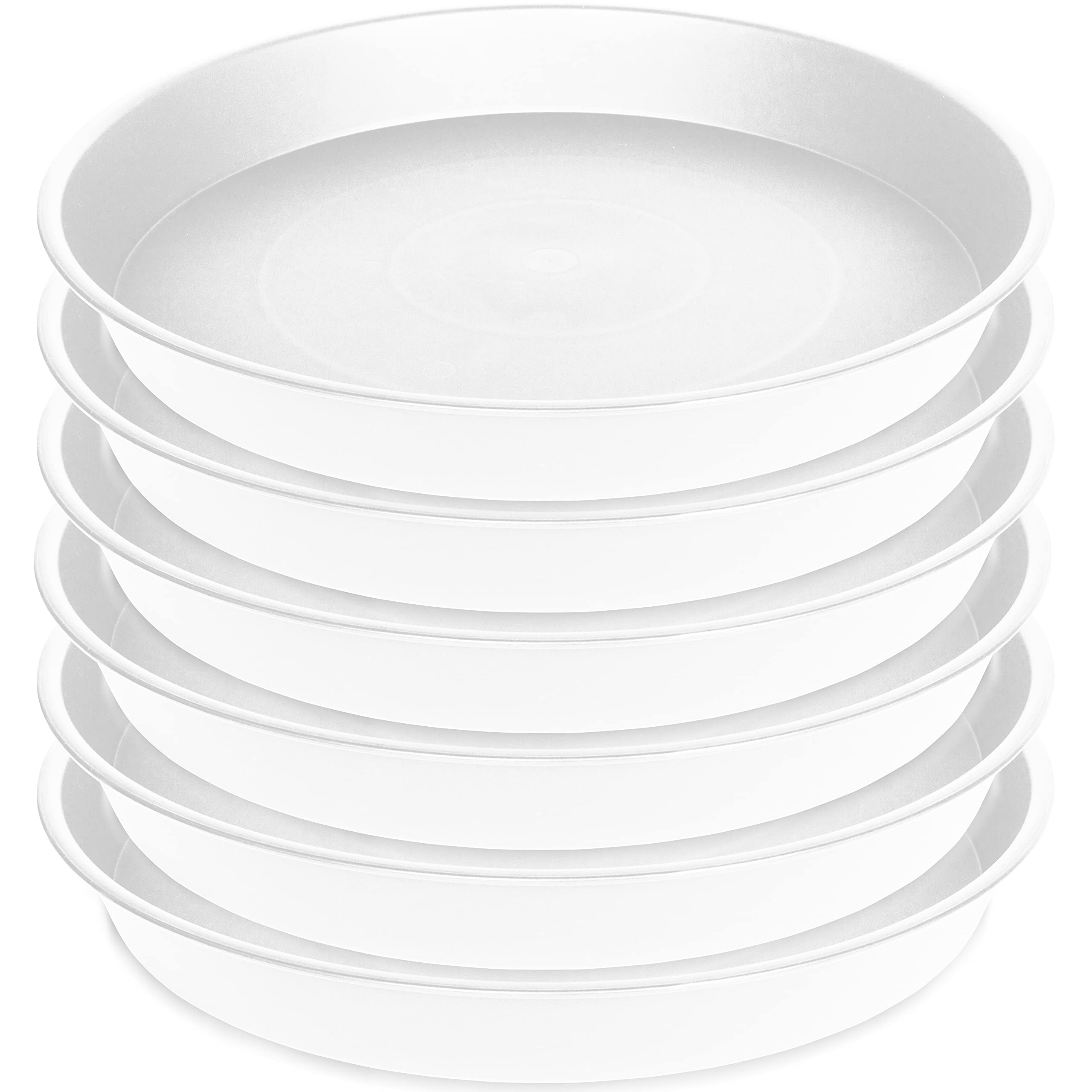Bleuhome 6 pack of creamy white plant saucers front view