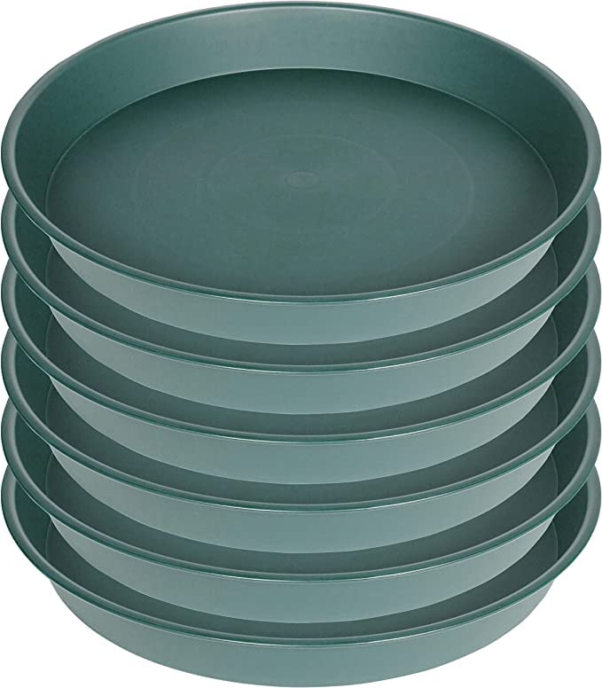Bleuhome 6 Pack Plant Saucer Tray Green, 6.7 inch, top view