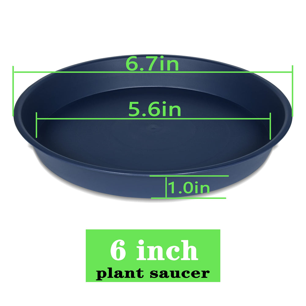 Bleuhome plant saucer blue side view with flower pot