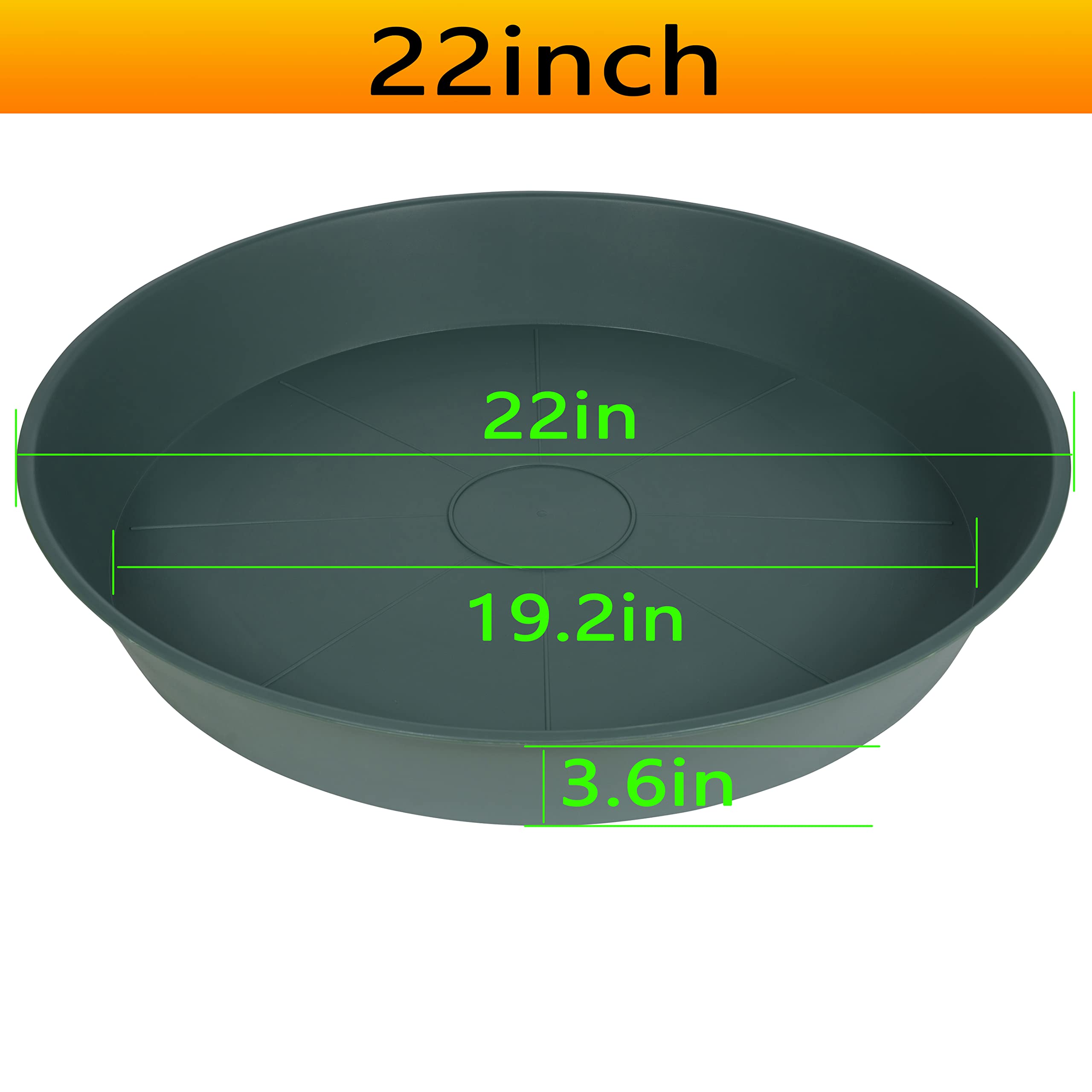 Bleuhome plant saucer tray showing depth of 3.6 inches
