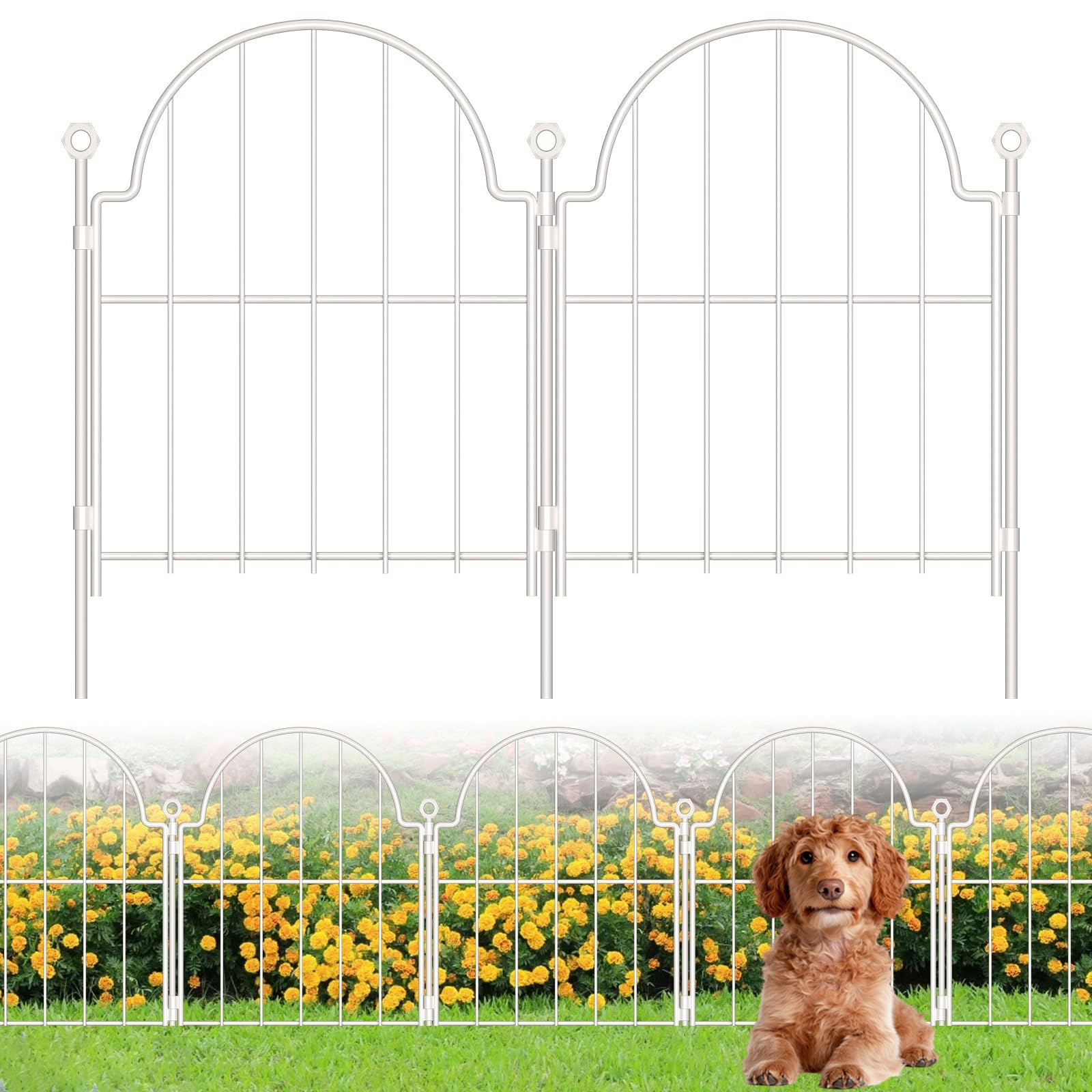 Blingluck decorative garden fence white panel front view