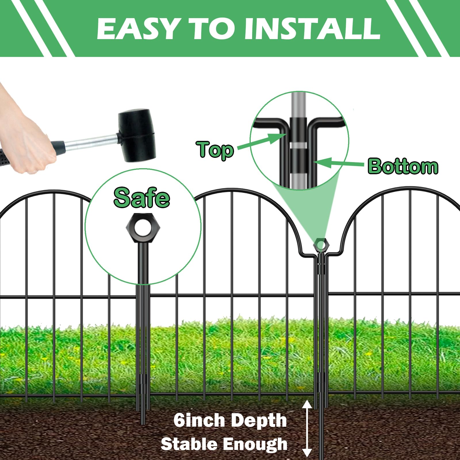 Blingluck Decorative Garden Fence with metal stakes for installation
