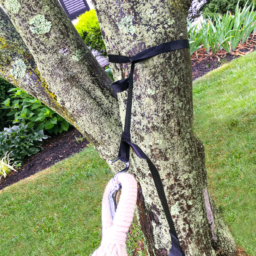 Bliss Hammocks packaging displaying tree strap system details