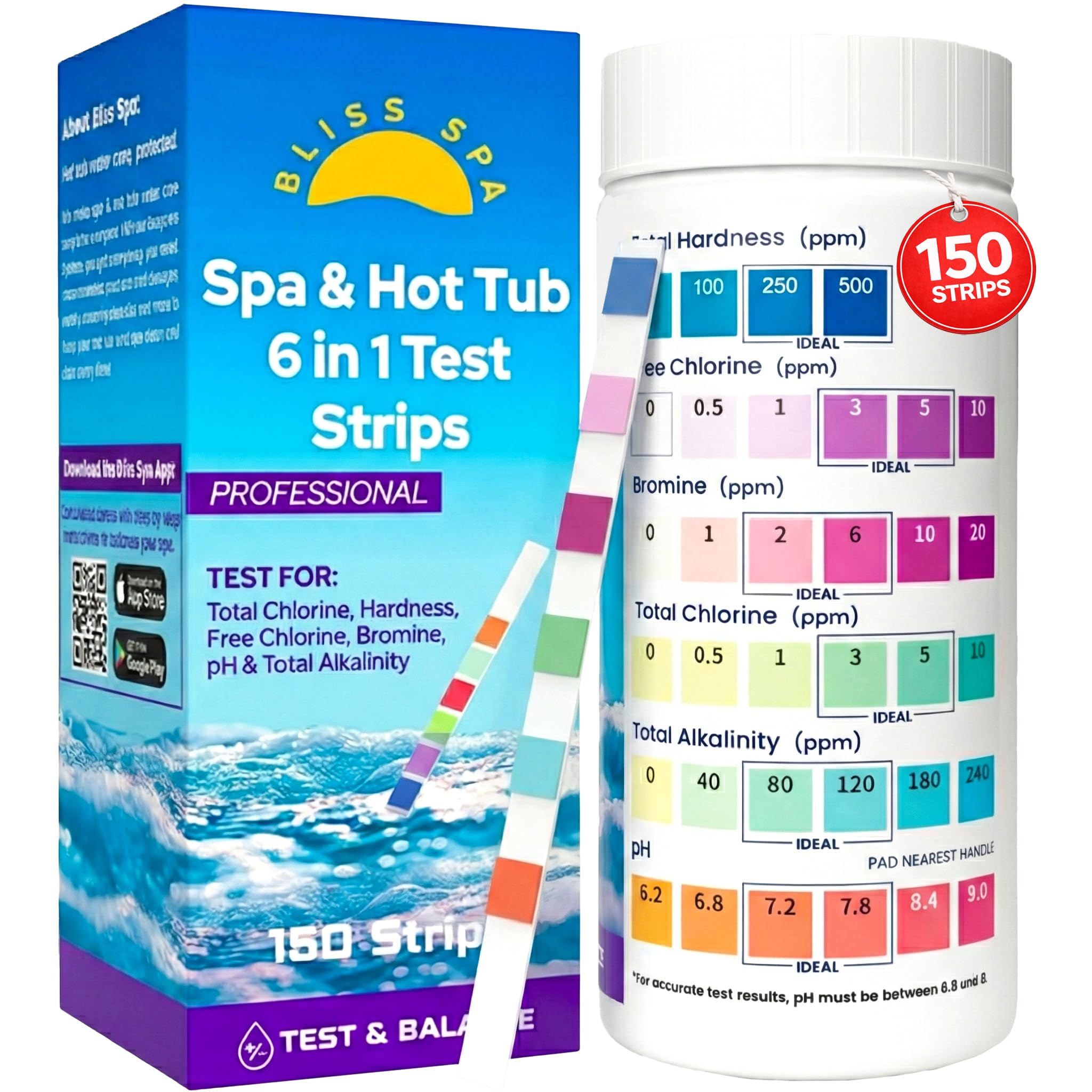 Bliss Spa Hot Tub Test Strips 6 in 1 front view