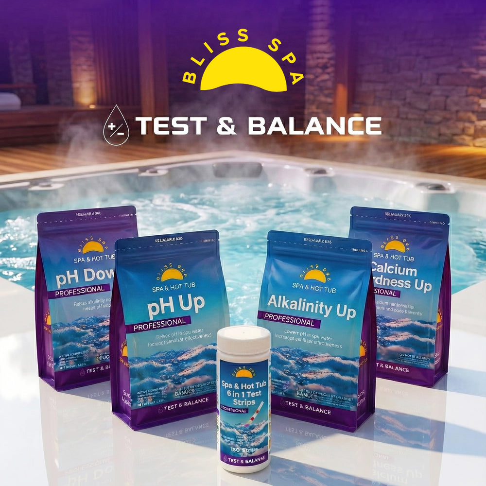 Bliss Spa Test Strips in use testing hot tub water