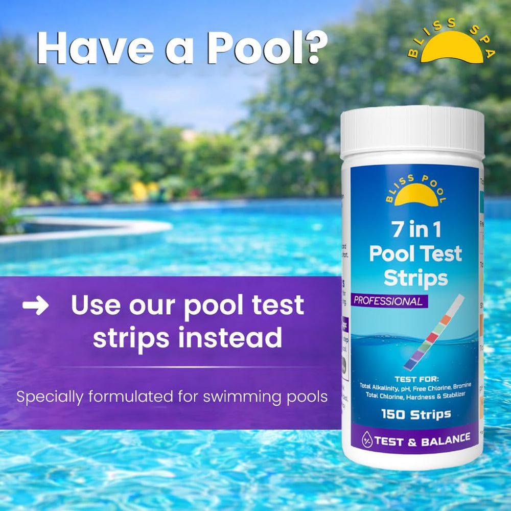 Bliss Spa Test Strips with a smartphone displaying test results