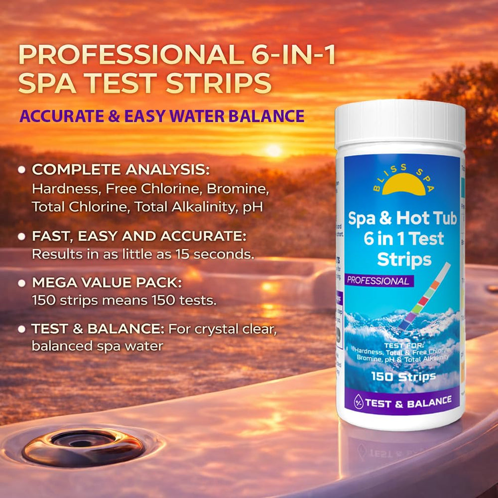 Bliss Spa Test Strips with colour chart for chemical readings