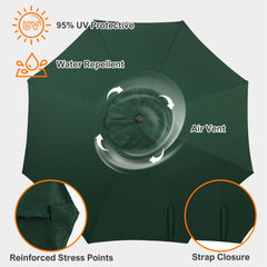Blissun 9ft patio umbrella replacement canopy folded with strap