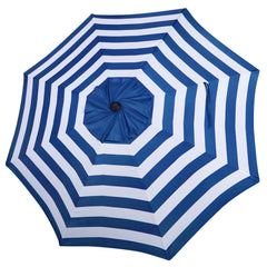 Blissun 9ft Patio Umbrella Replacement Canopy in Blue & White Stripe front view