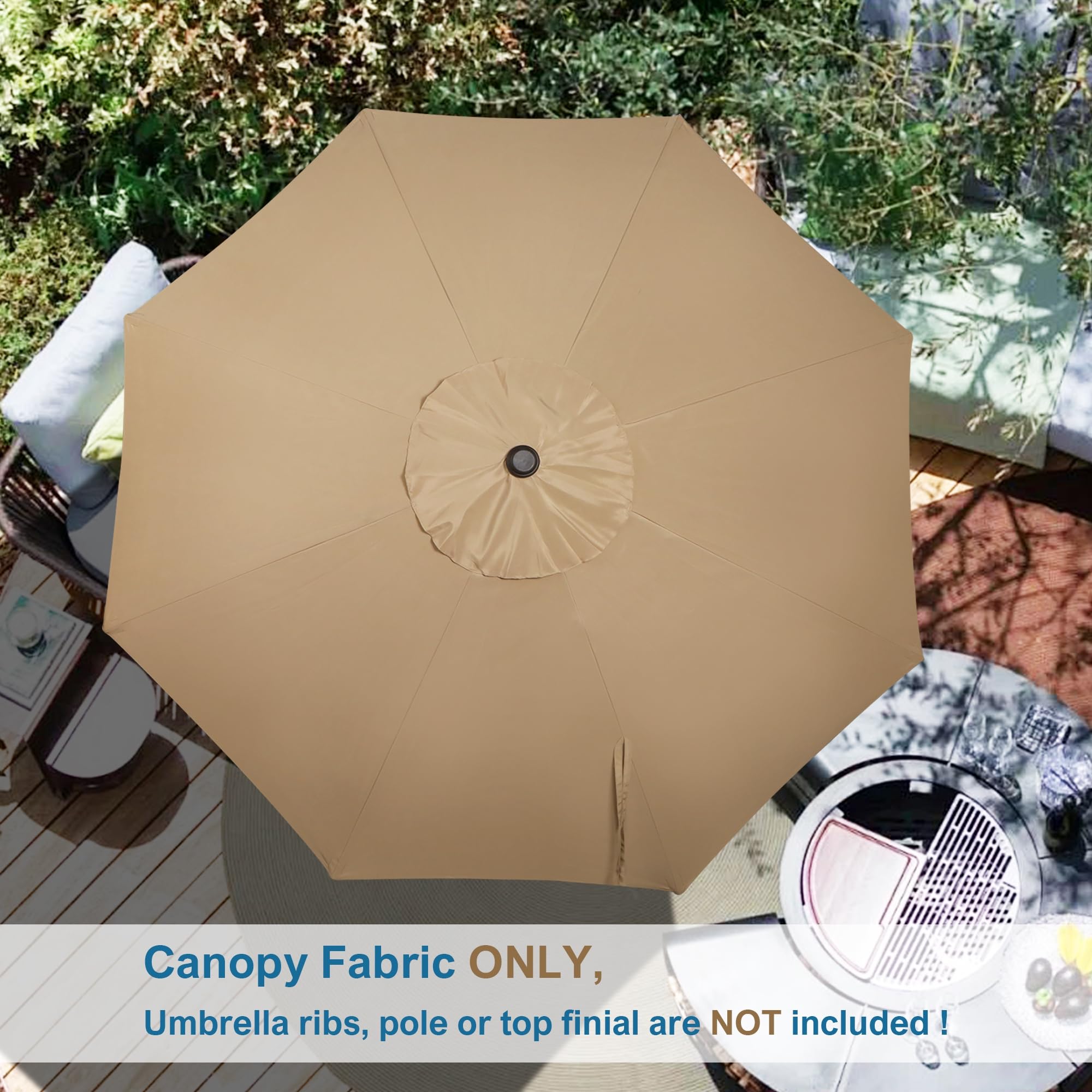 Blissun 9ft Patio Umbrella Replacement Canopy Tan - umbrella frame compatibility
