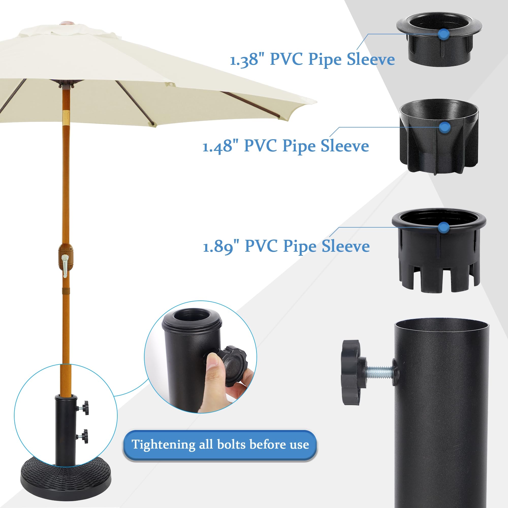 Blissun Umbrella Base Stand Tube installed with umbrella