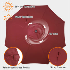 Blissun umbrella canopy fitted on a patio umbrella frame