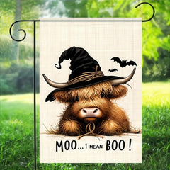 BlissYard Halloween flag displayed in a garden setting
