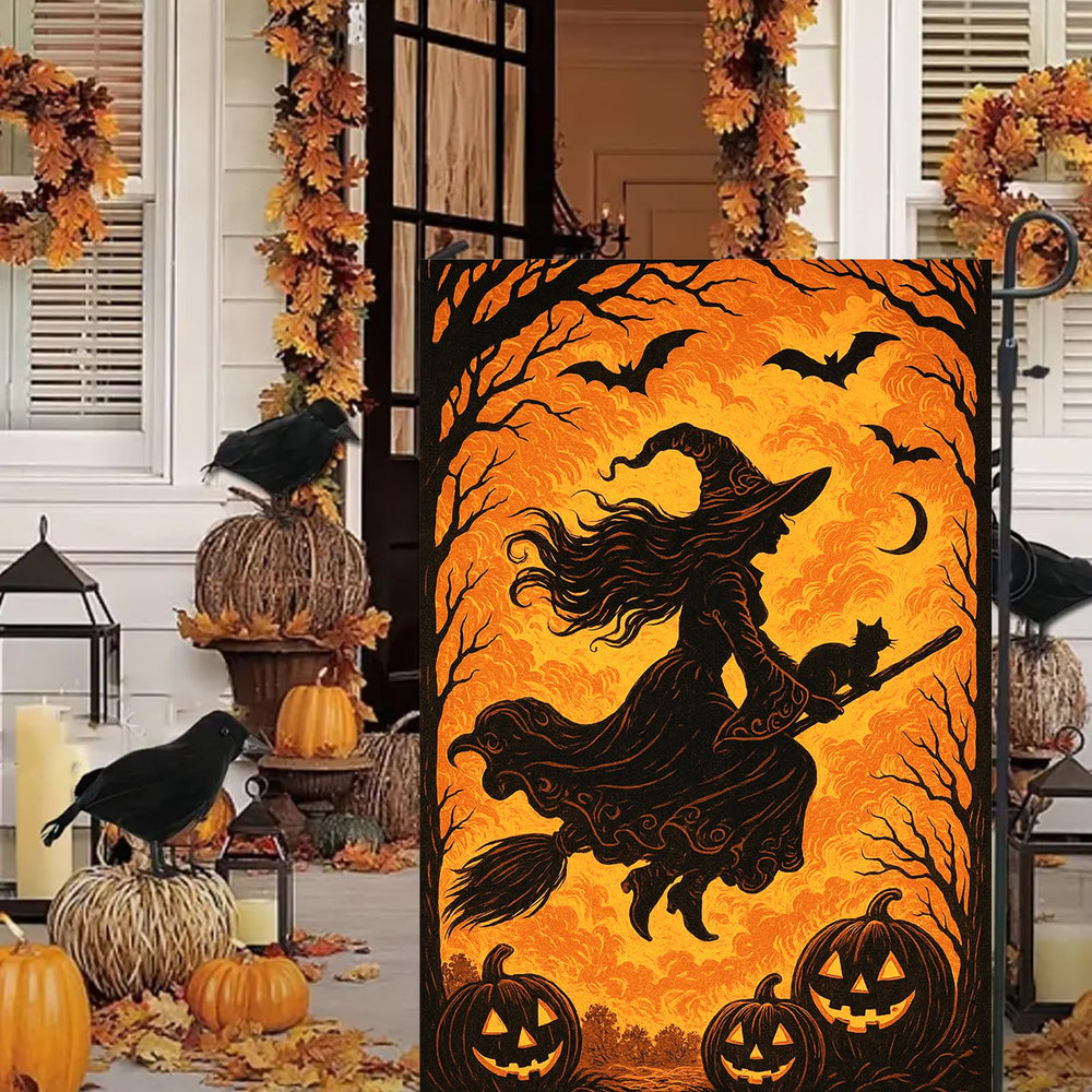 BlissYard Halloween flag with pumpkins and bats design
