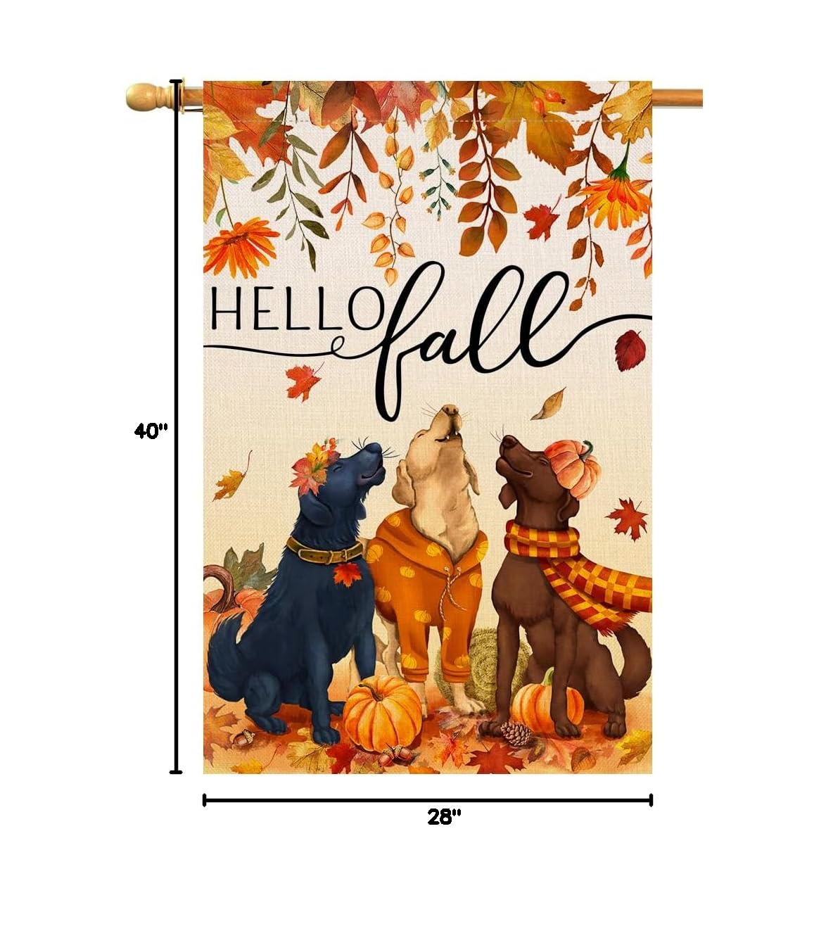 BLKWHT Fall Dog House Flag packaging display