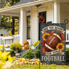 BLKWHT Fall Football Garden Flag double-sided design