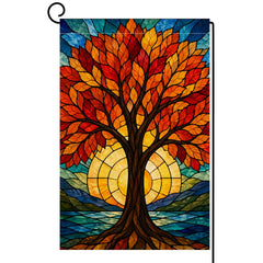 BLKWHT Fall Garden Flag 12x18 front view showcasing Tree of Life design