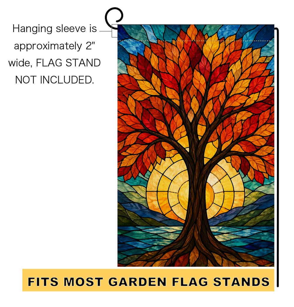 BLKWHT Fall Garden Flag packaged for sale