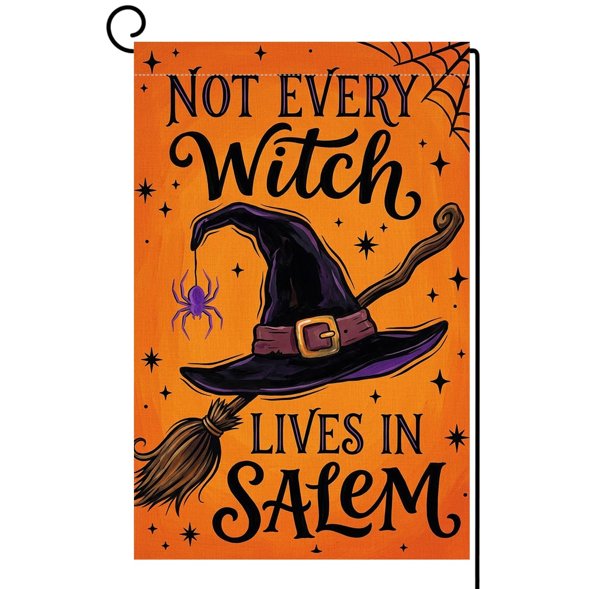 BLKWHT Halloween Garden Flag front view in orange