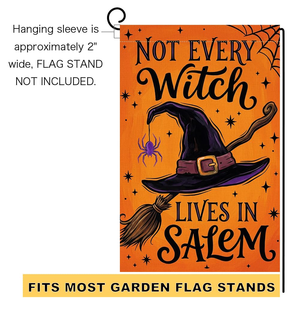 BLKWHT Halloween Garden Flag in a garden setting
