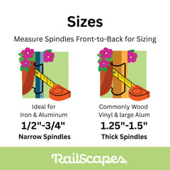 Bloem Railing Plant Clip attached to wooden railing with plants