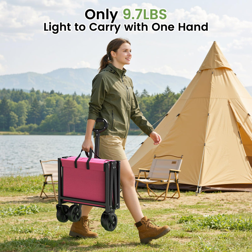 Blomoba pink utility cart folded for storage