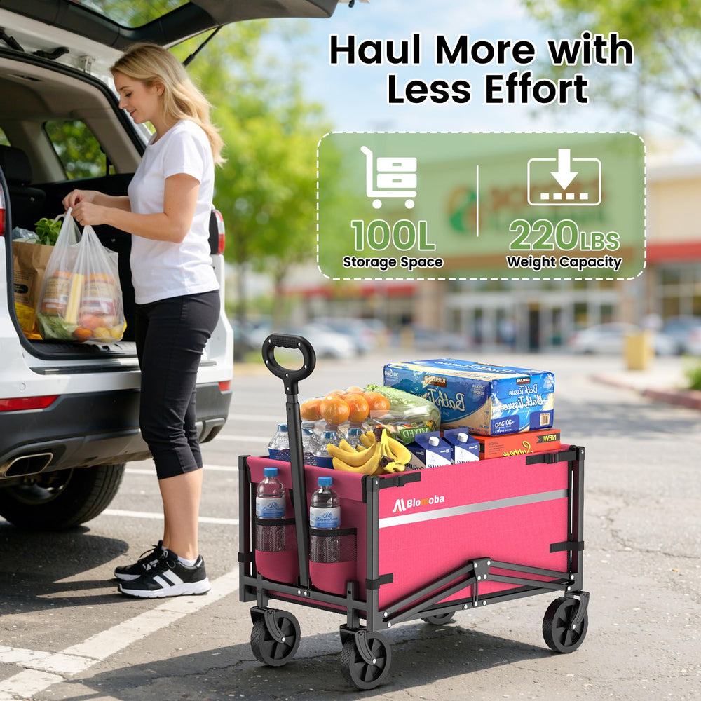 Blomoba wagon cart with 360-degree swivel wheels