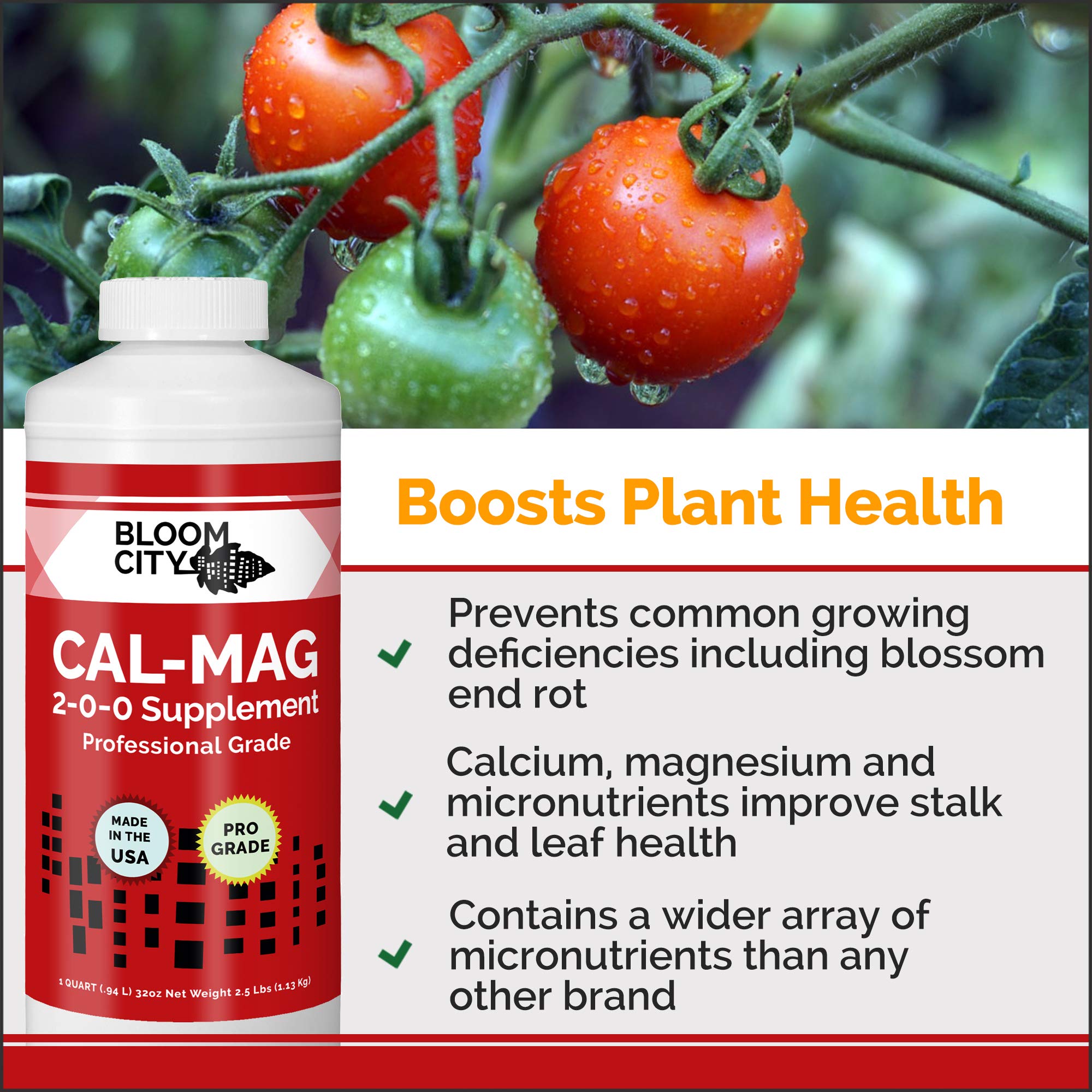 Bloom City Cal-Mag Fertilizer 32 oz bottle back view