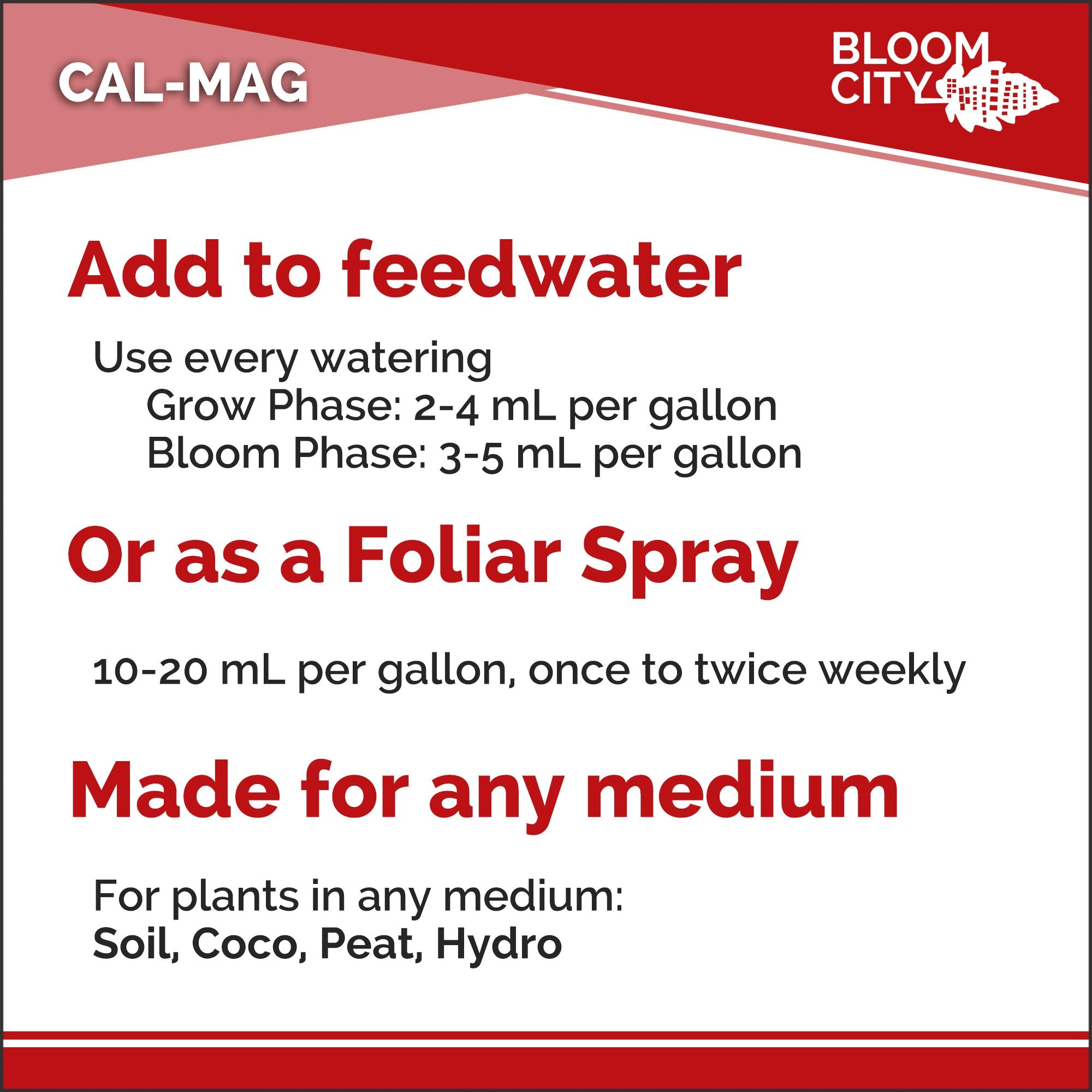 Bloom City Cal-Mag Fertilizer label details