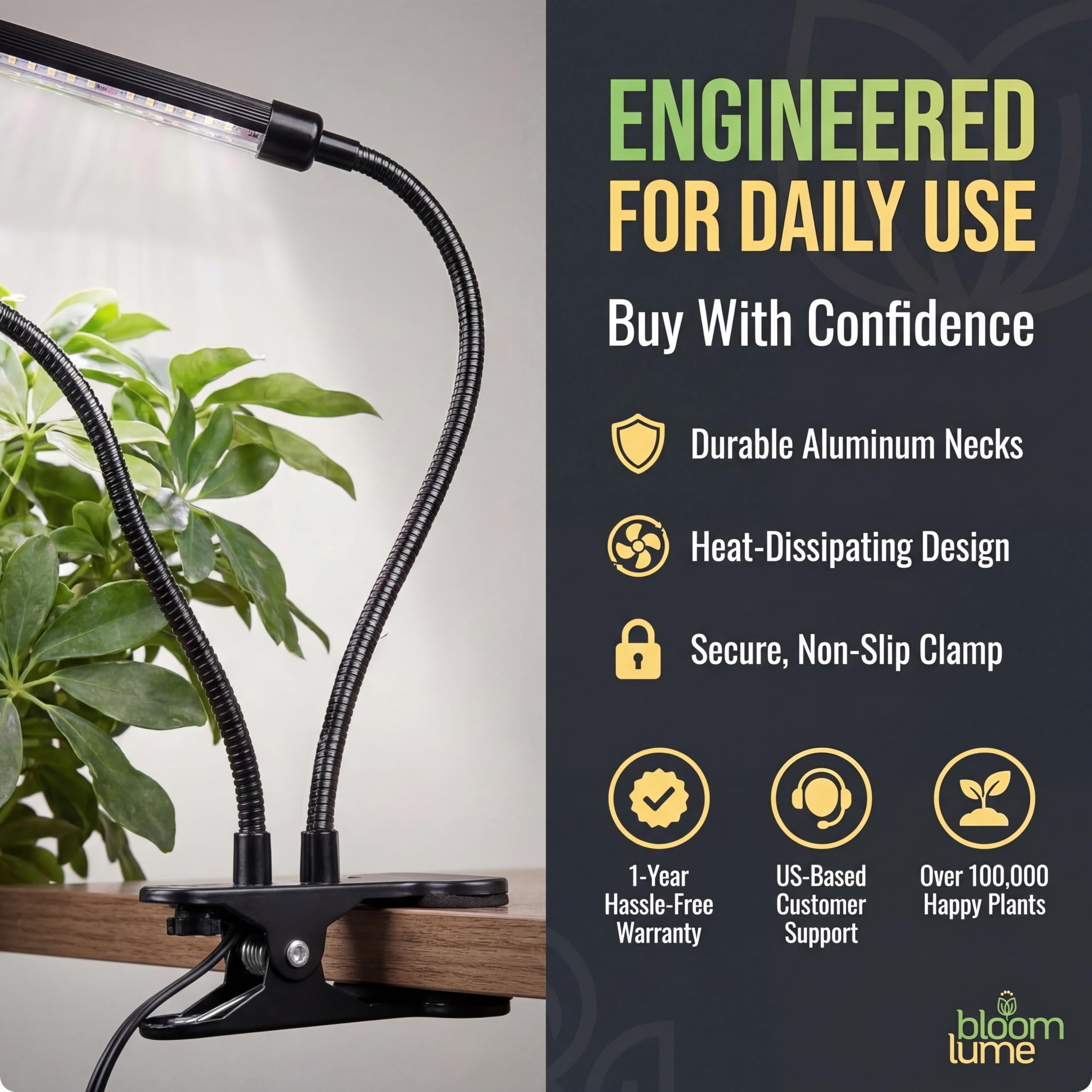 Bloom Lume LED Grow Light with plants under illumination