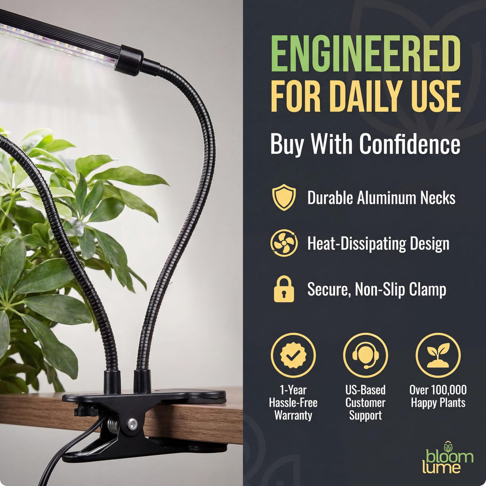 Bloom Lume LED Grow Light with plants under illumination