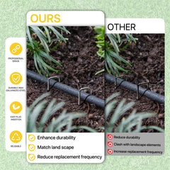 BLOSMIY Landscape Staples being used in garden soil