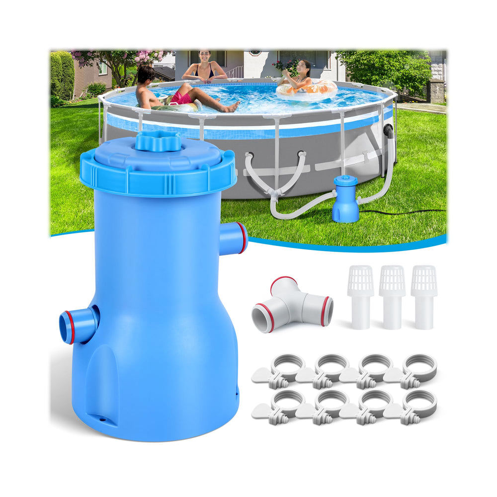 BluClear Above Ground Pool Filter Pump front view, Sky Blue