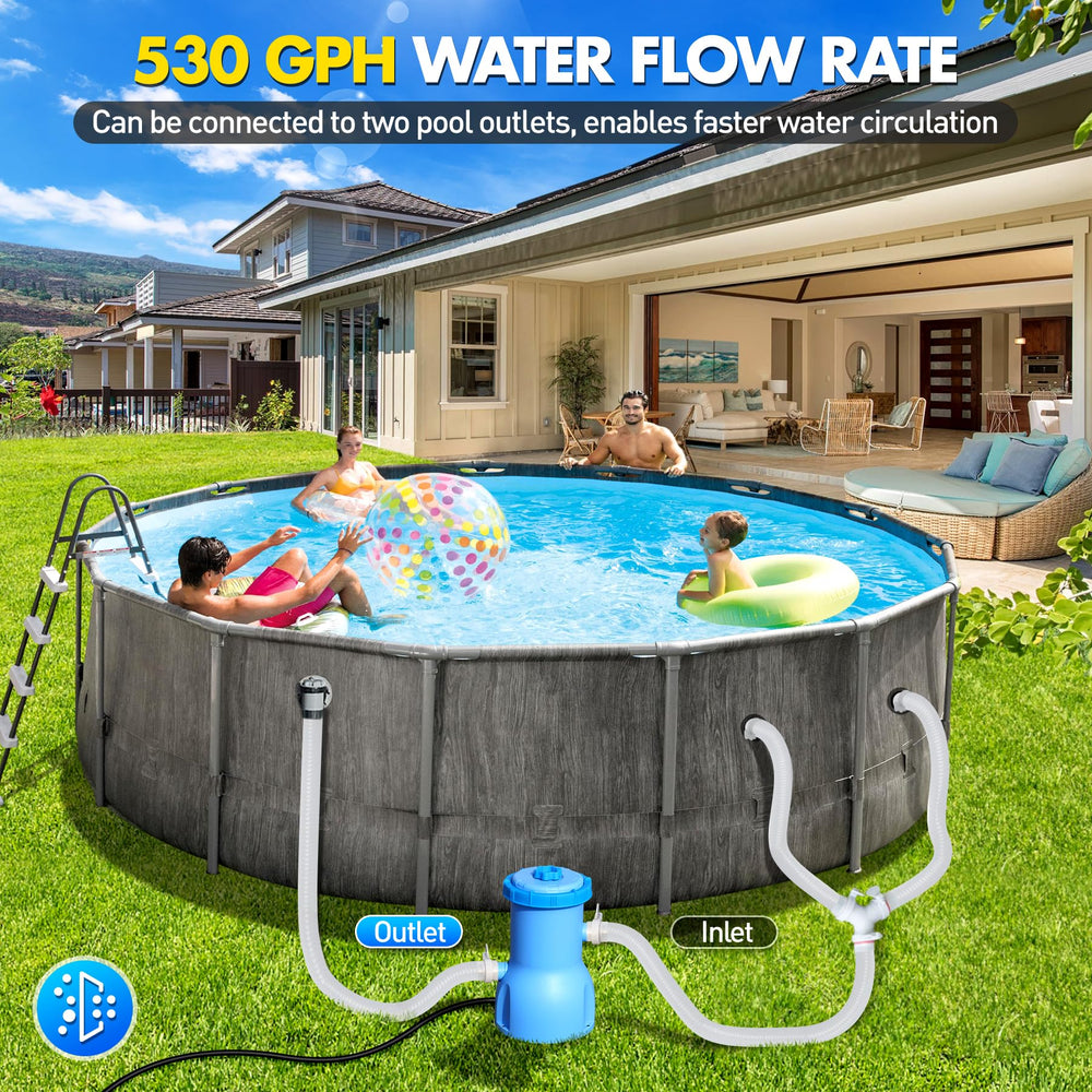 BluClear Above Ground Pool Filter Pump side view with specifications