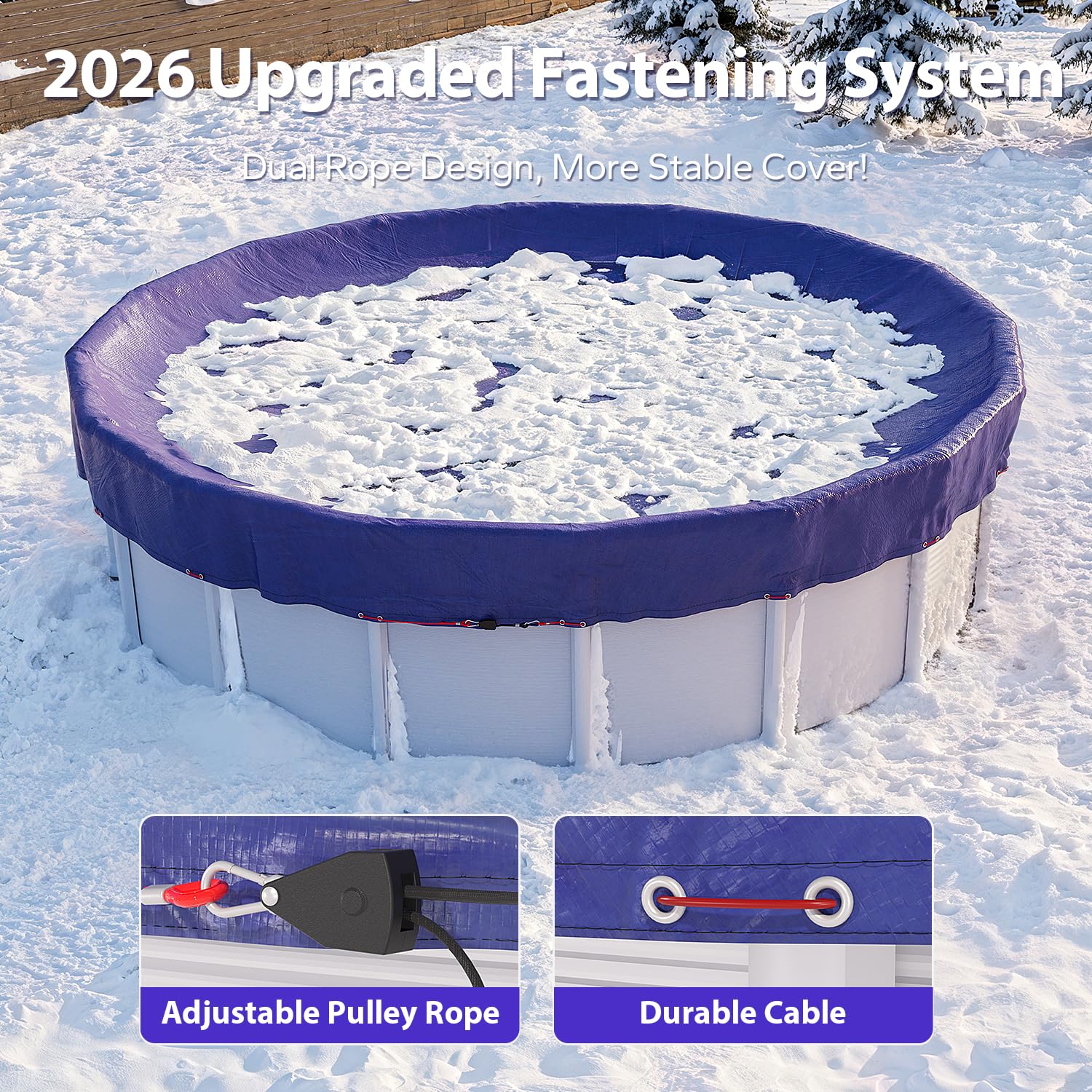 Blue SUMMERBUDDY 18 FT Round Winter Pool Cover on a pool