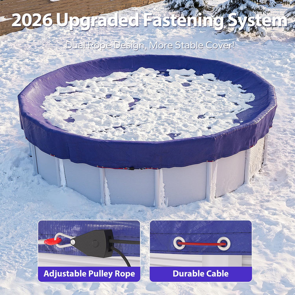 Blue SUMMERBUDDY 18 FT Round Winter Pool Cover on a pool
