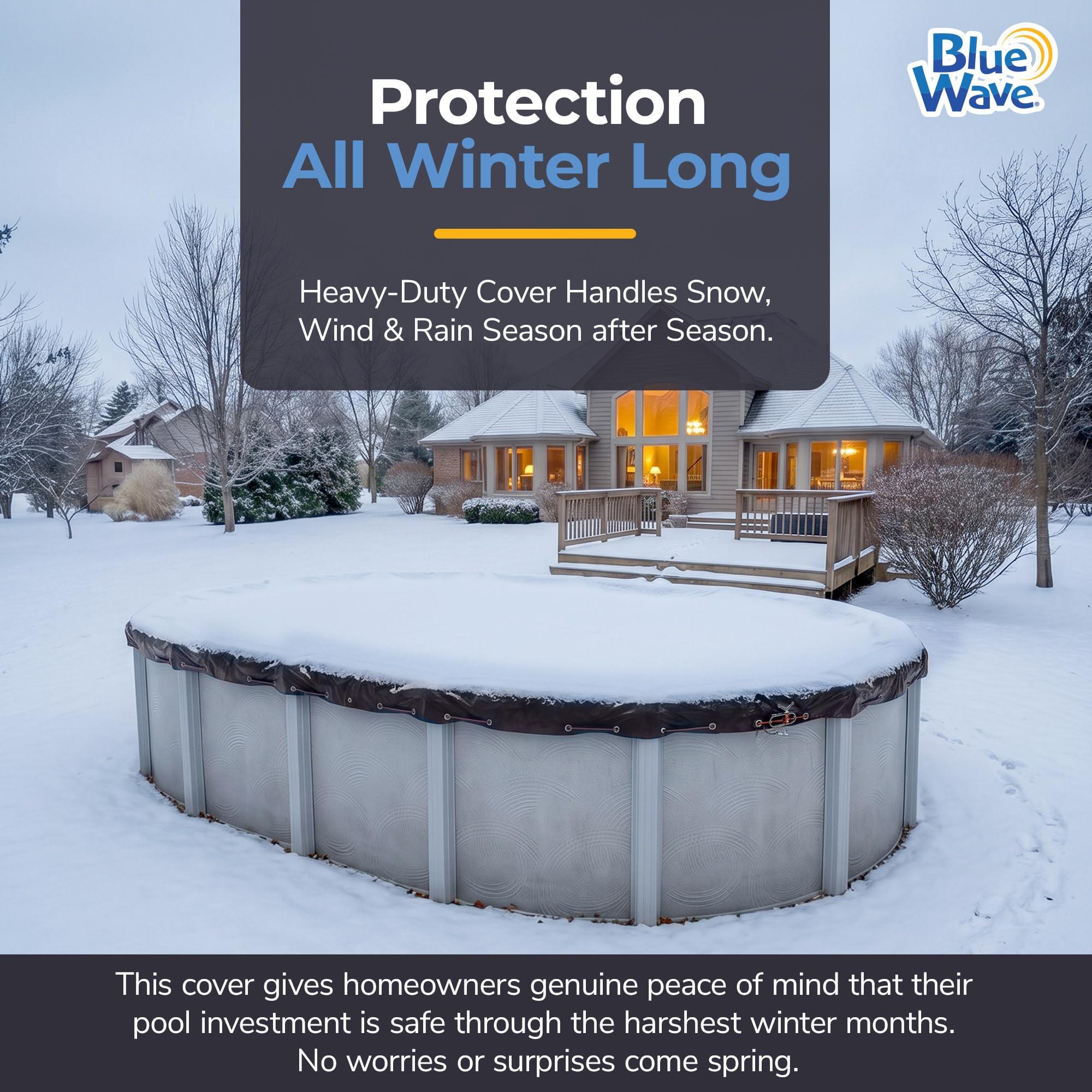 Blue Wave pool cover installation with cable and winch