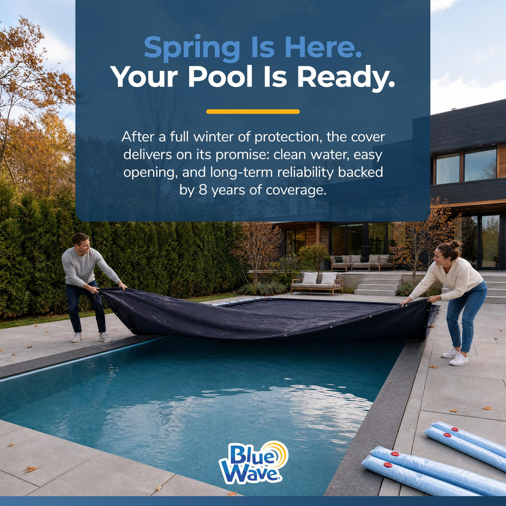 Blue Wave pool cover packaging and specifications
