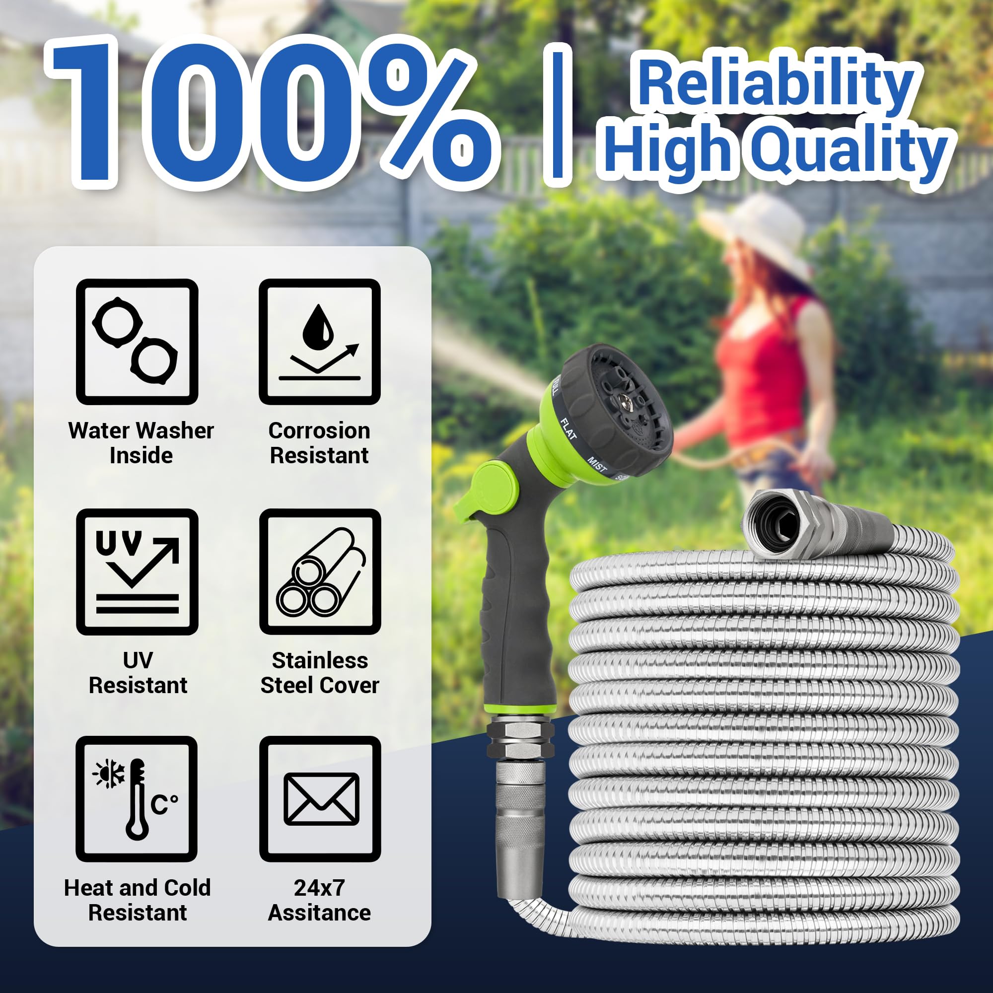 BlueBala garden hose with reflective metal exterior