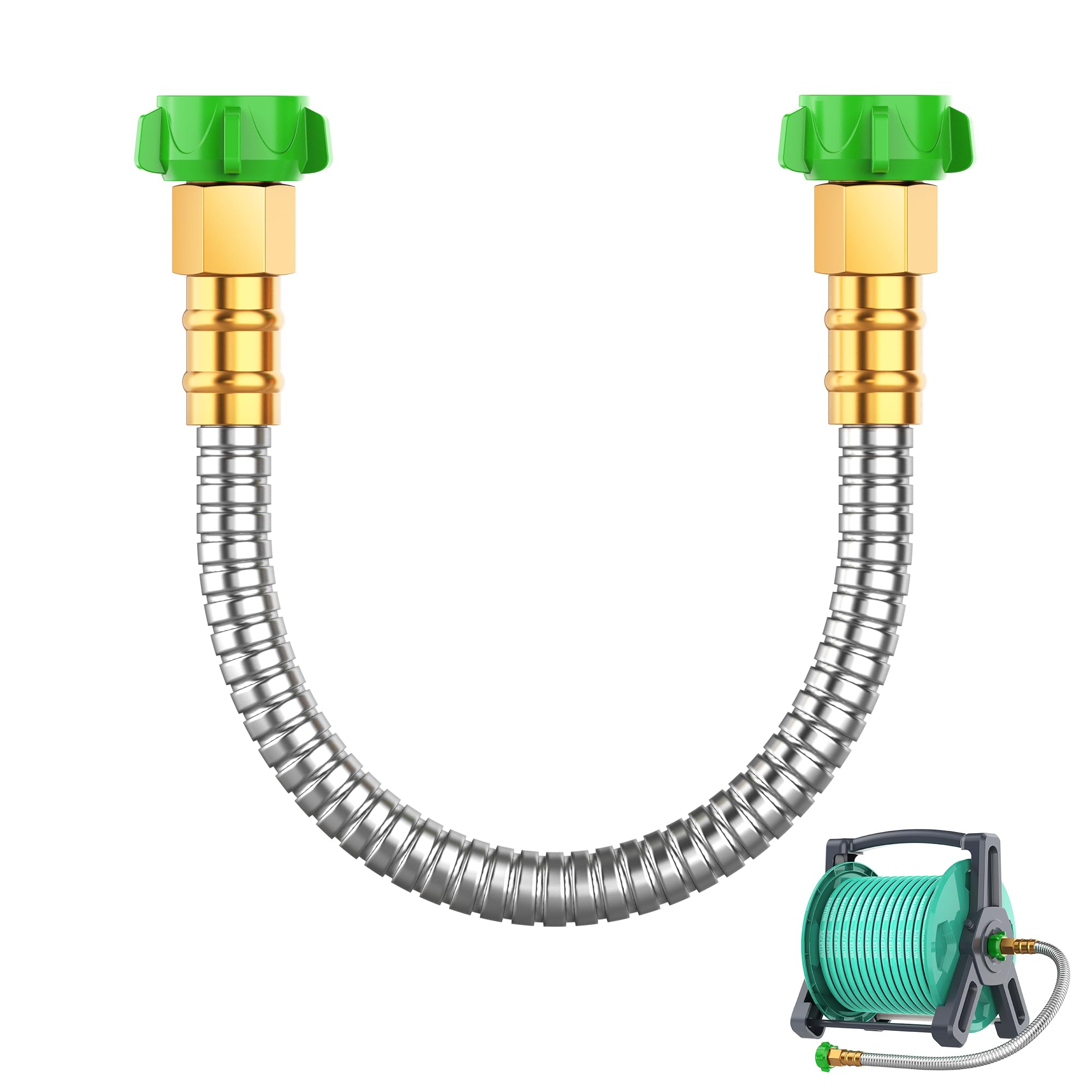 BlueGarden Short Metal Garden Hose 2 ft with female connectors