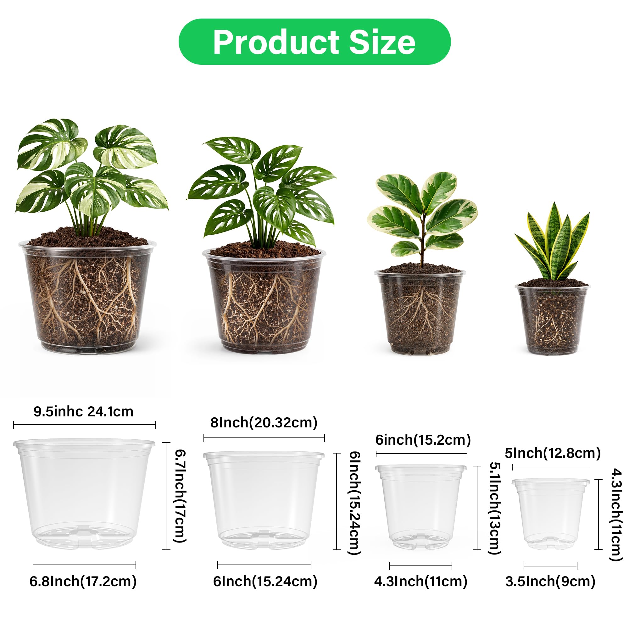 Bluepro Clear Nursery Pots 6-inch side view