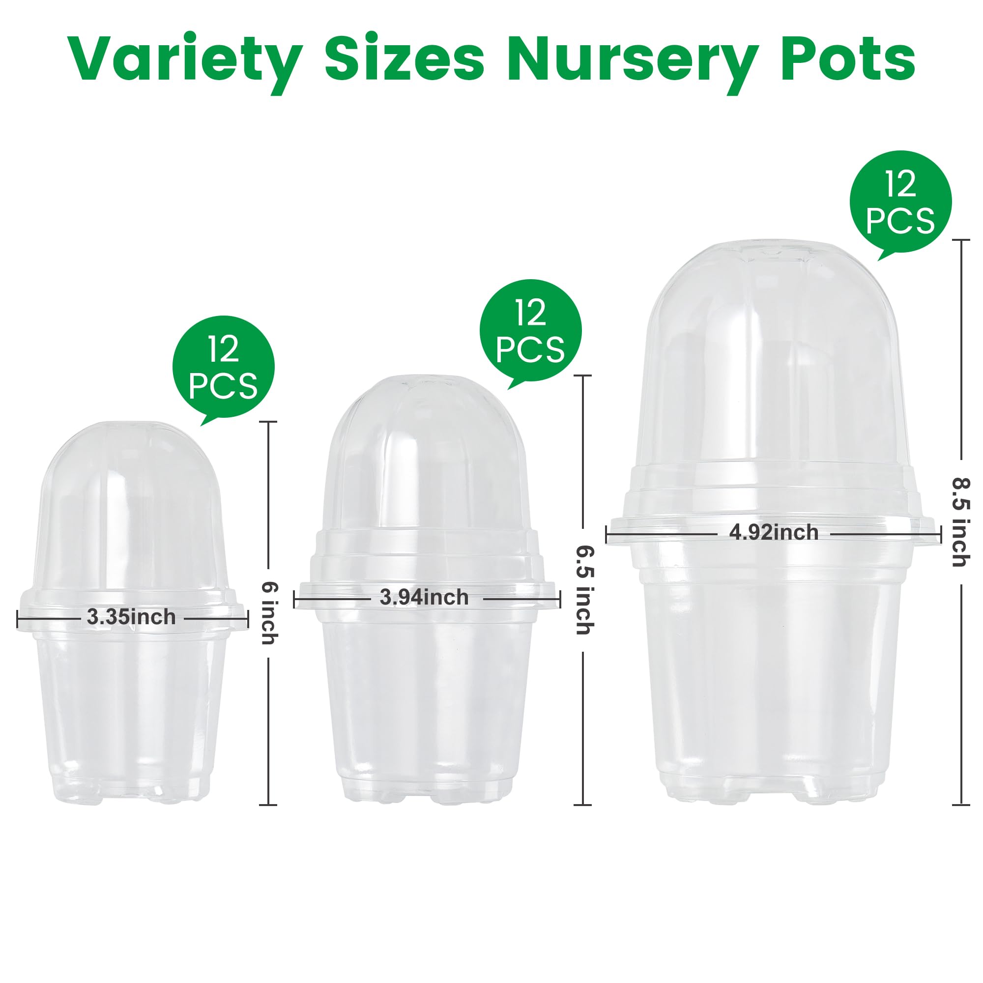Bluepro clear nursery pots with humidity domes, 4-inch size