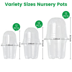 Bluepro clear nursery pots with humidity domes, 4-inch size