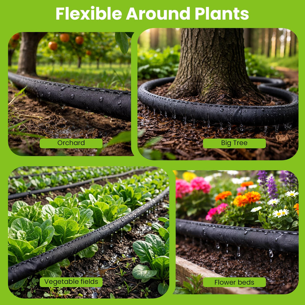 Bluepro flat soaker hose with rustproof garden stakes