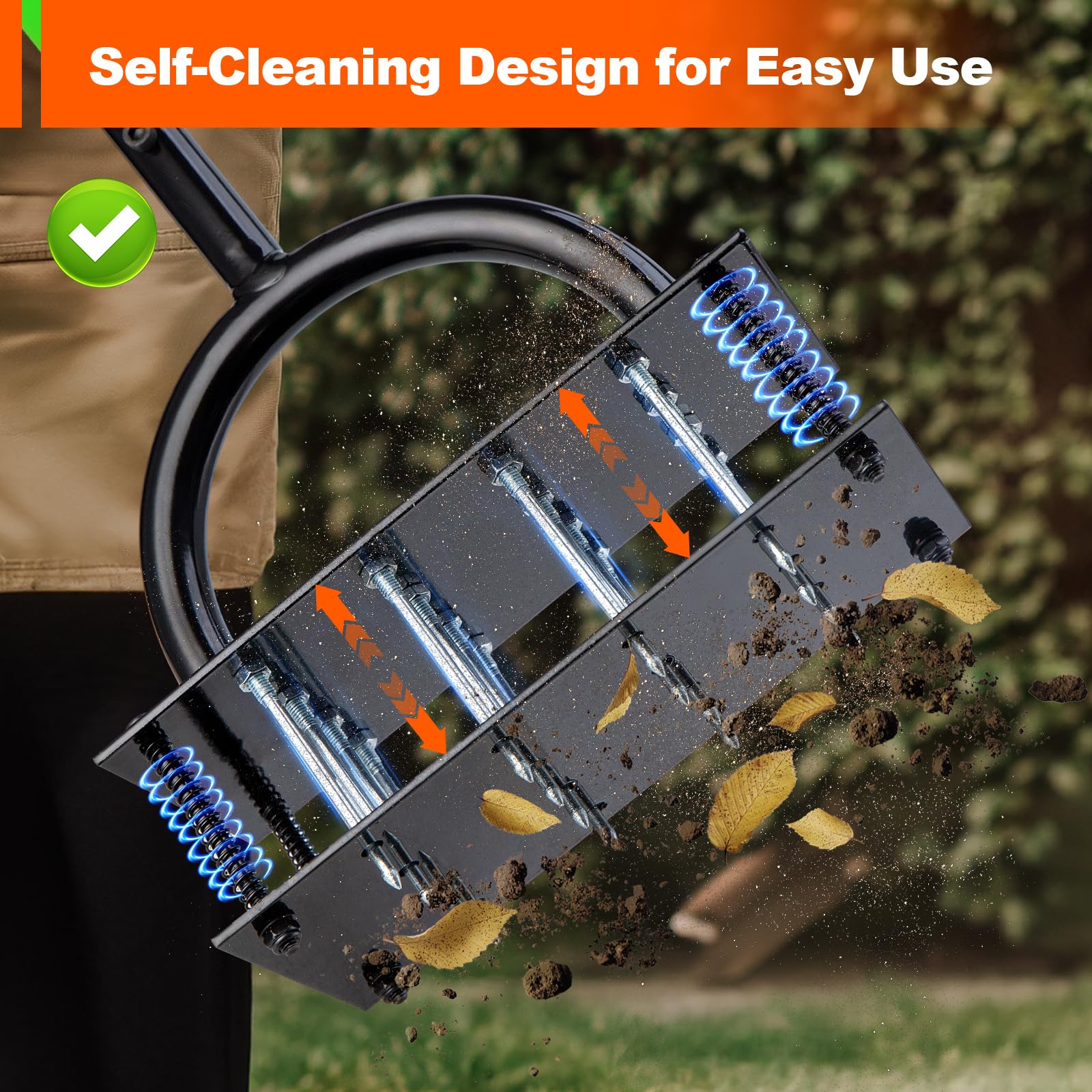 Bluesea Lawn Aerator demonstrating soil aeration process