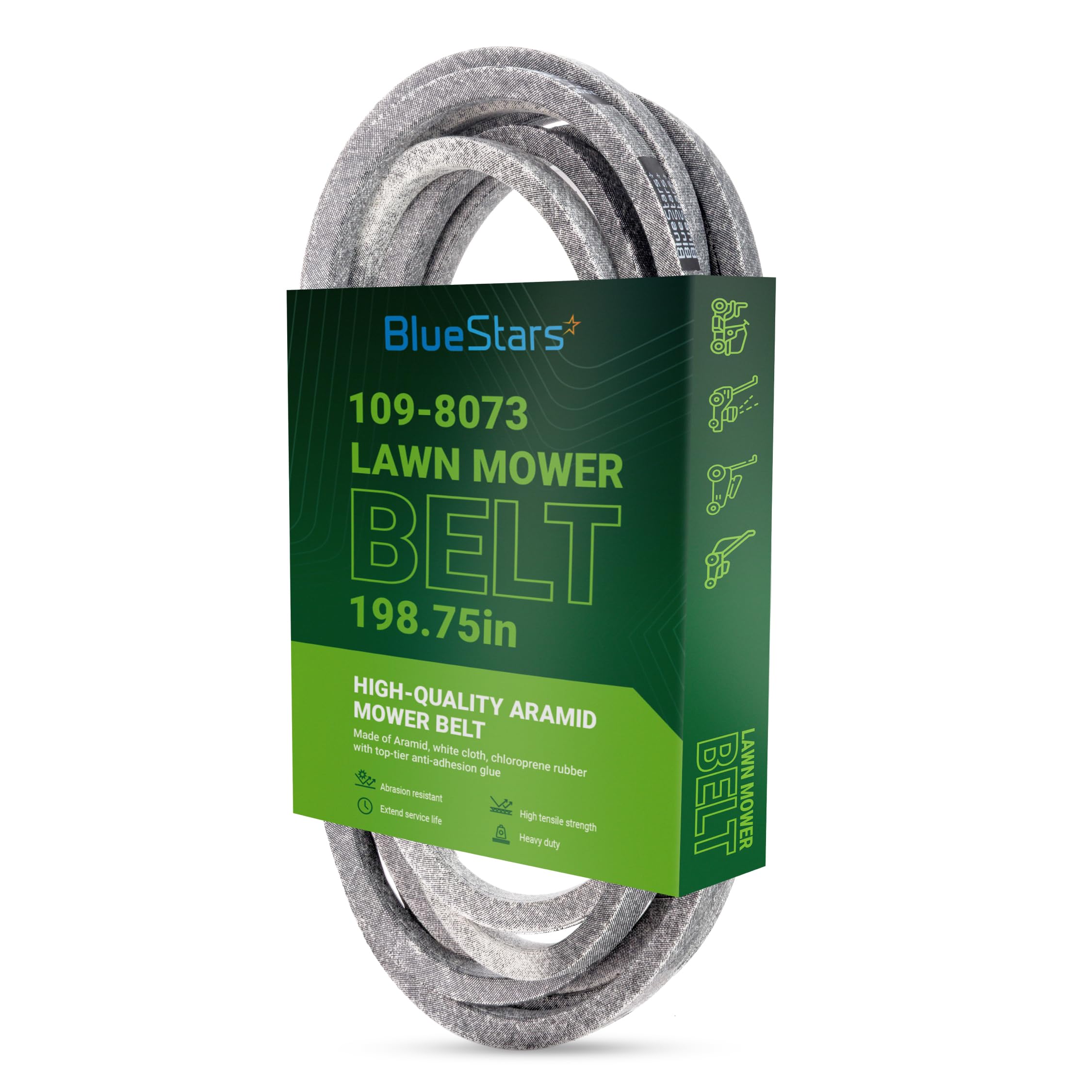 BlueStars 109-8073 Deck Belt front view with aramid cord
