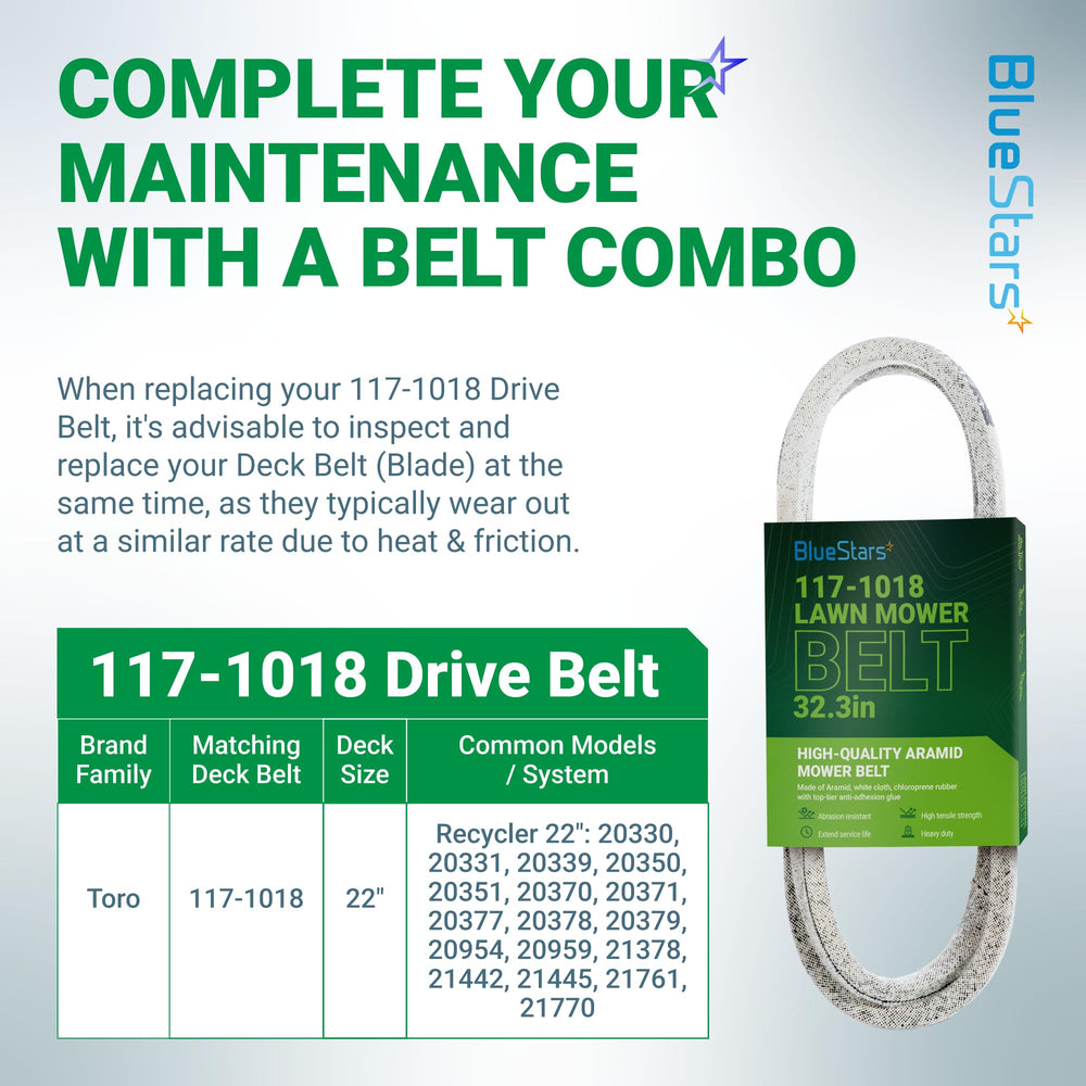 BlueStars 117-1018 Drive Belt with Toro mower for compatibility
