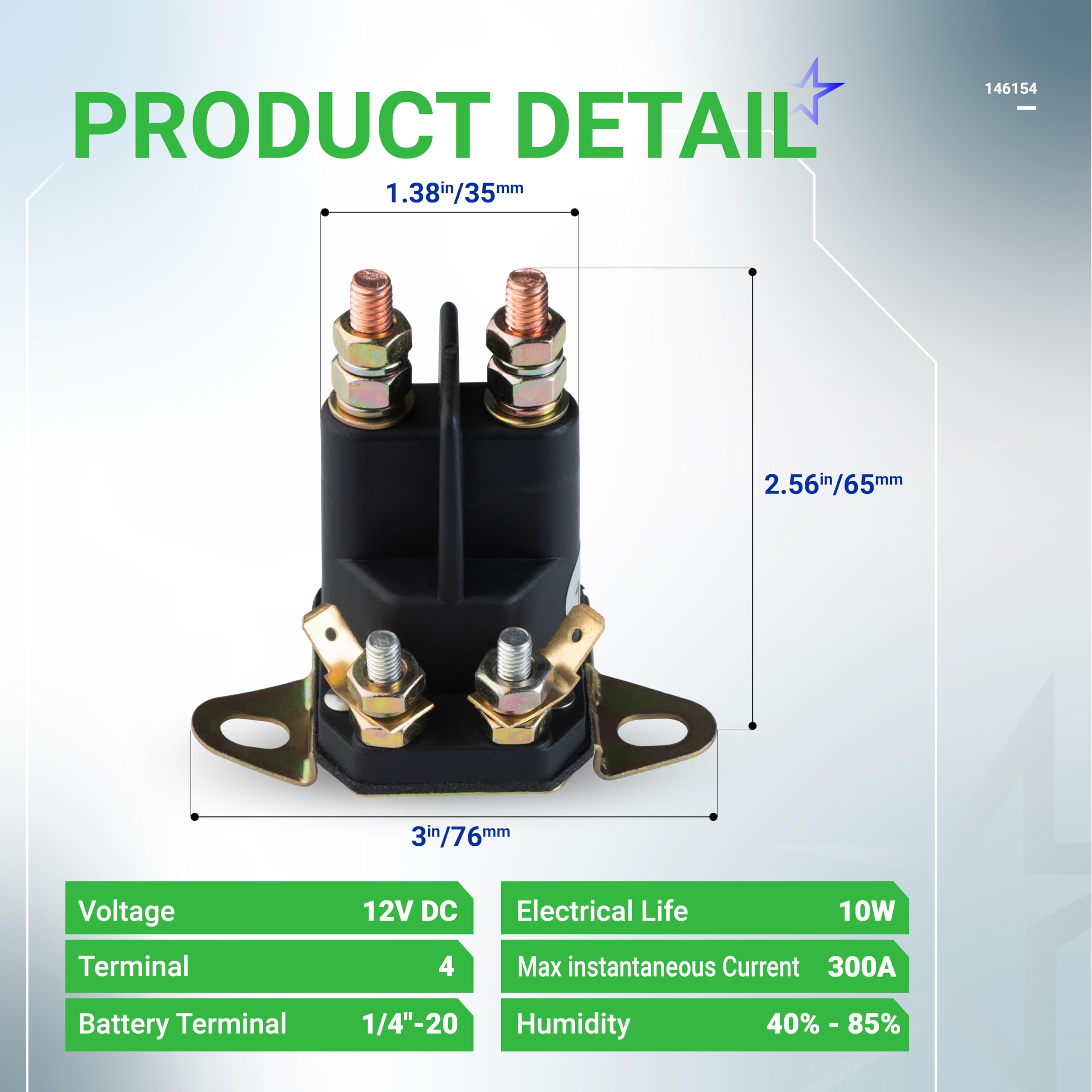 BlueStars 4-Pole Starter Solenoid side view