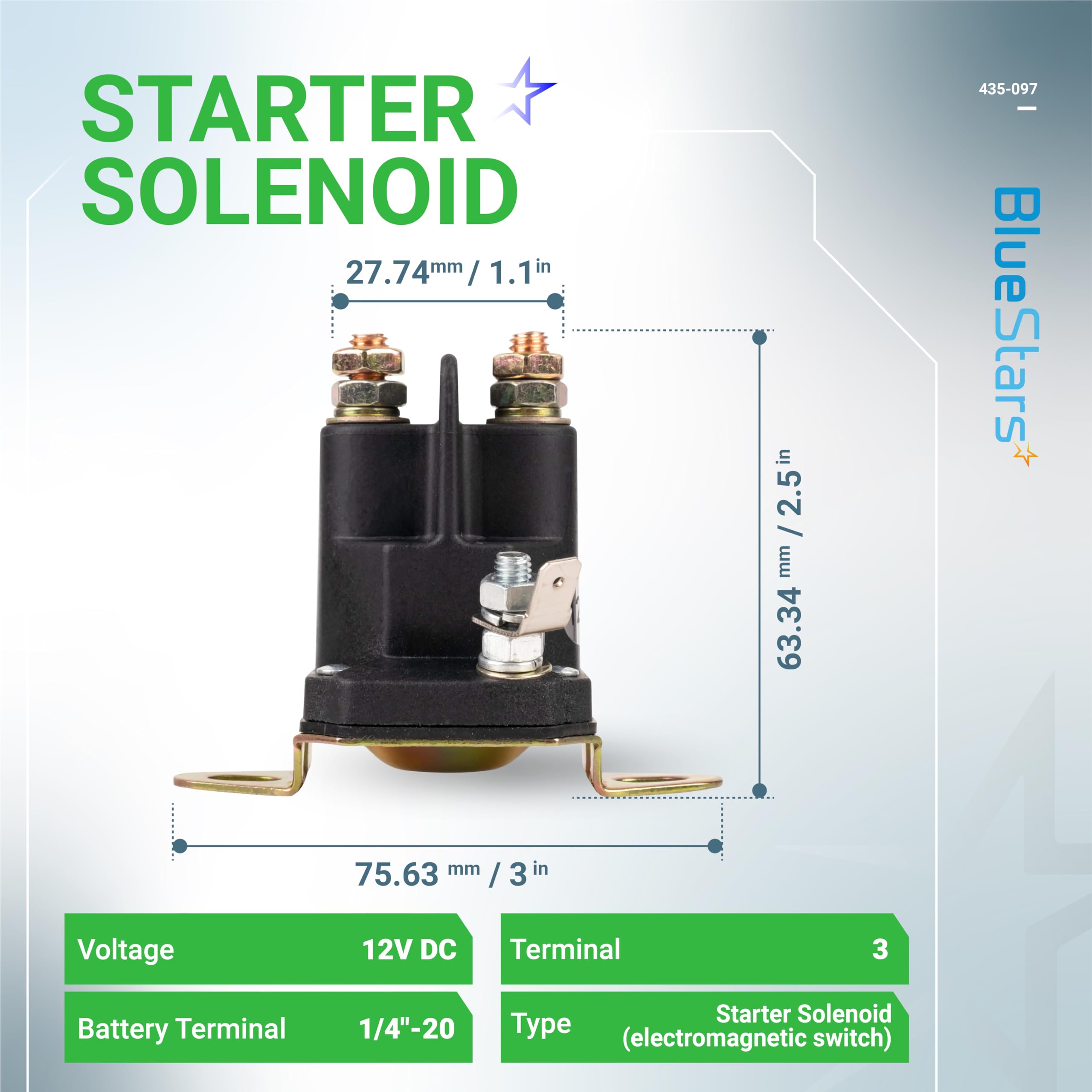 BlueStars 435-097 Starter Solenoid side view